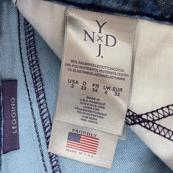 NYDJ Legging Blue Watercolor Skinny Jeans Size 2 Long - Picture 6 of 7